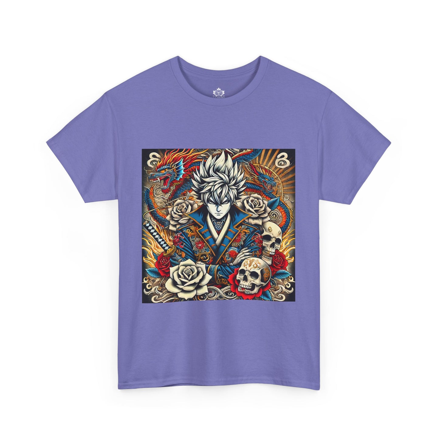 Anime Pirate Unisex Tee with Skulls and Roses Design