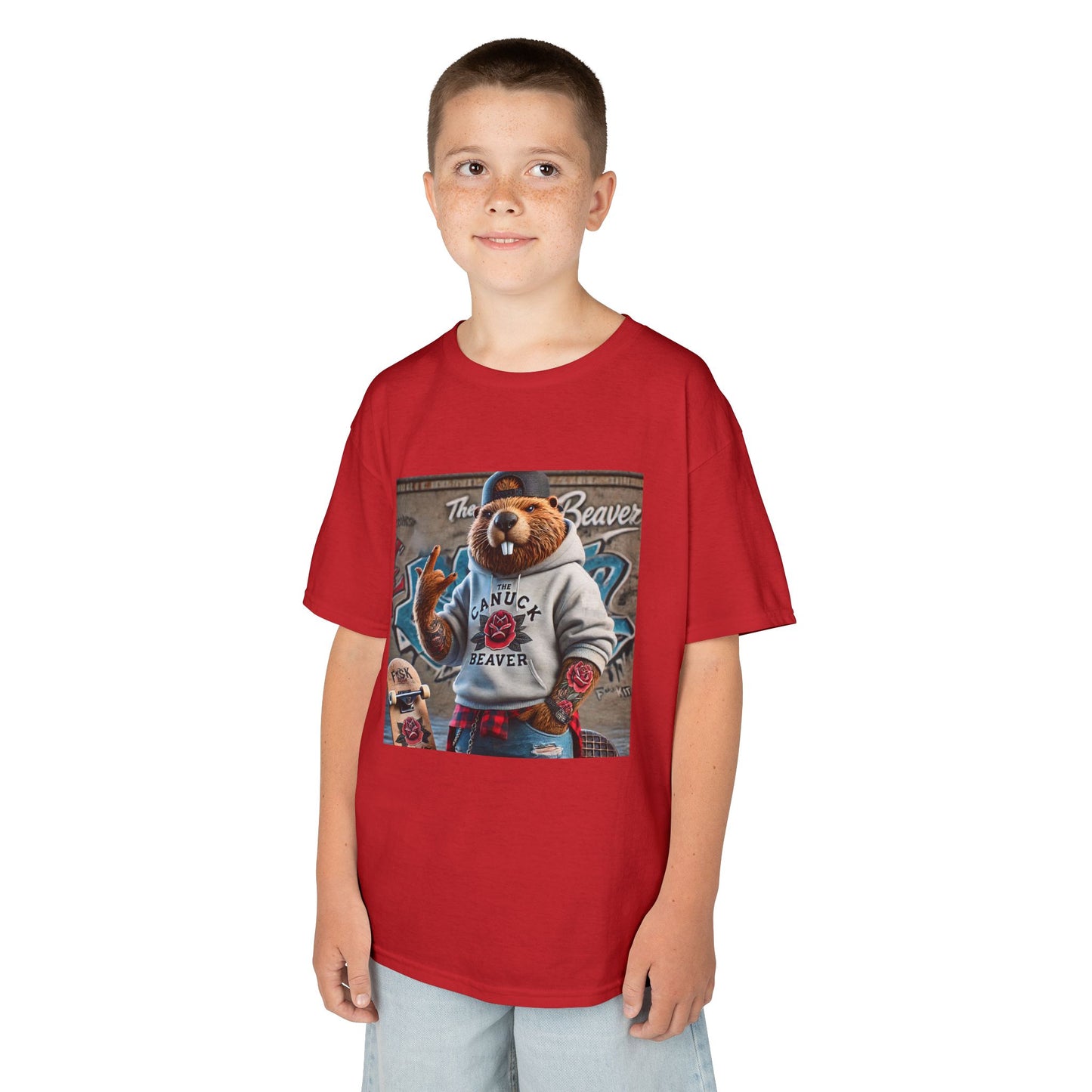 Kids Tee - Punk Beaver Skateboard Graffiti Wall Design