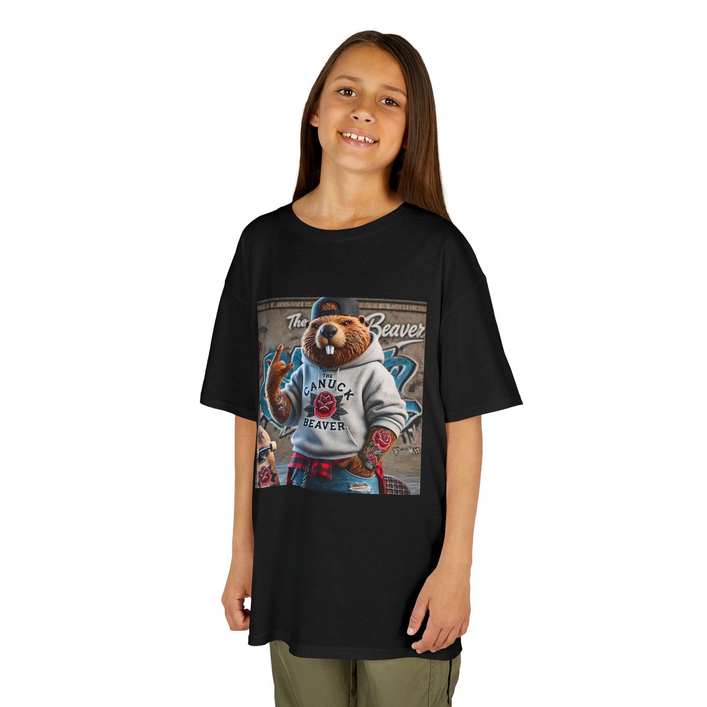 Kids Tee - Punk Beaver Skateboard Graffiti Wall Design