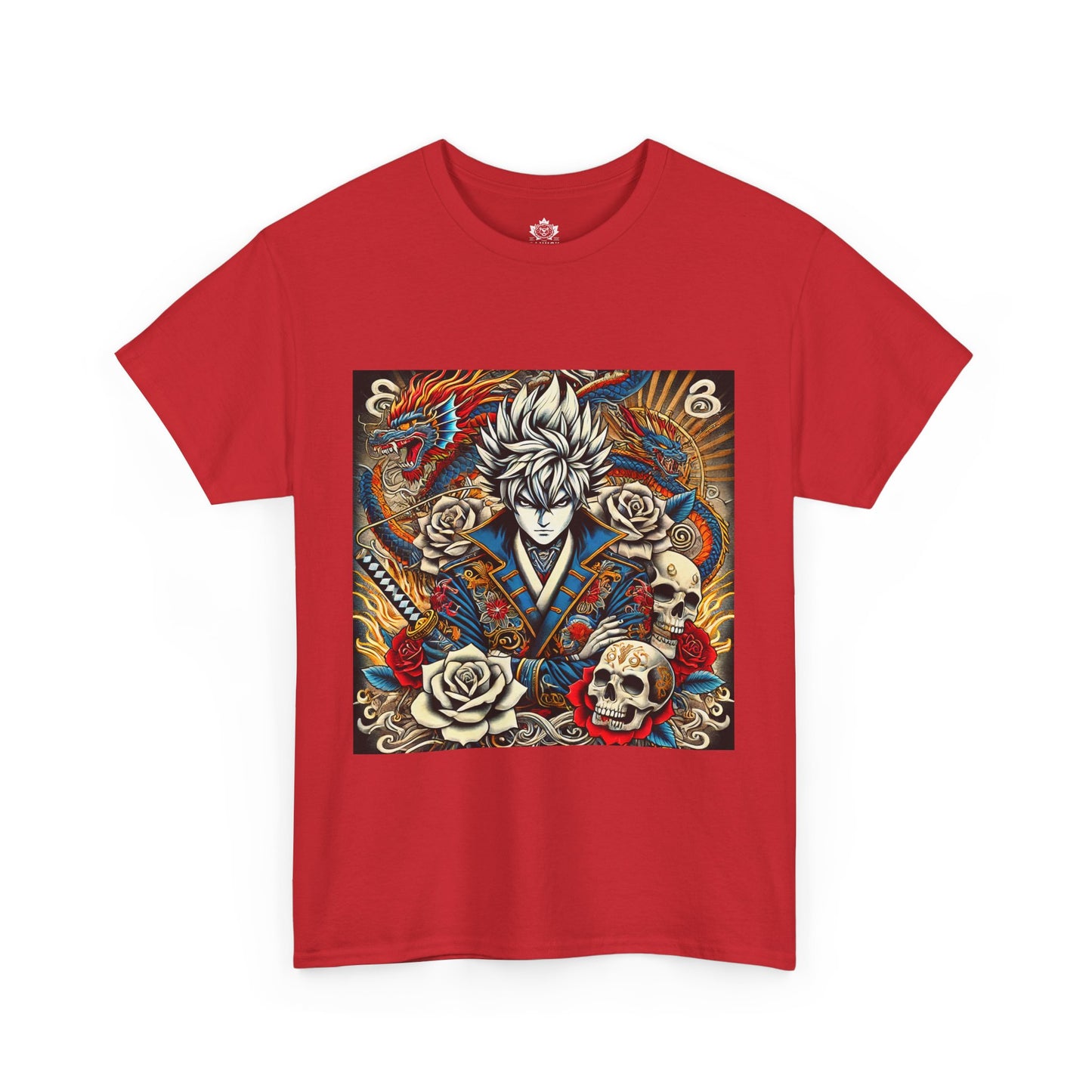 Anime Pirate Unisex Tee with Skulls and Roses Design