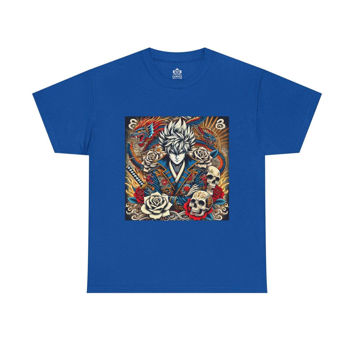 Anime Pirate Unisex Tee with Skulls and Roses Design