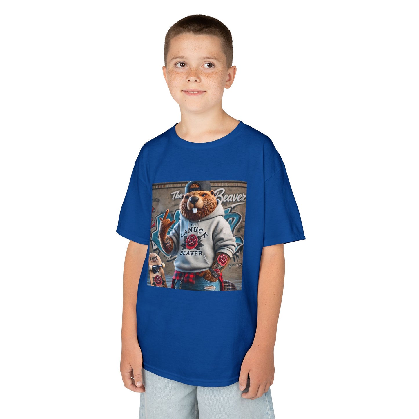 Kids Tee - Punk Beaver Skateboard Graffiti Wall Design