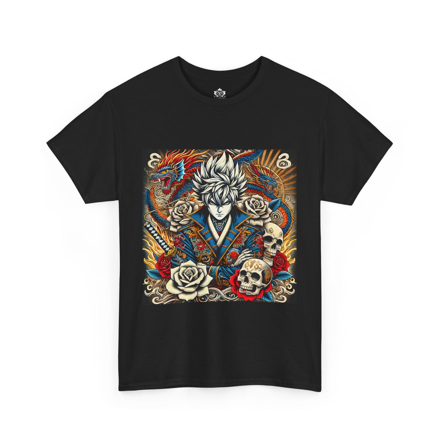 Anime Pirate Unisex Tee with Skulls and Roses Design