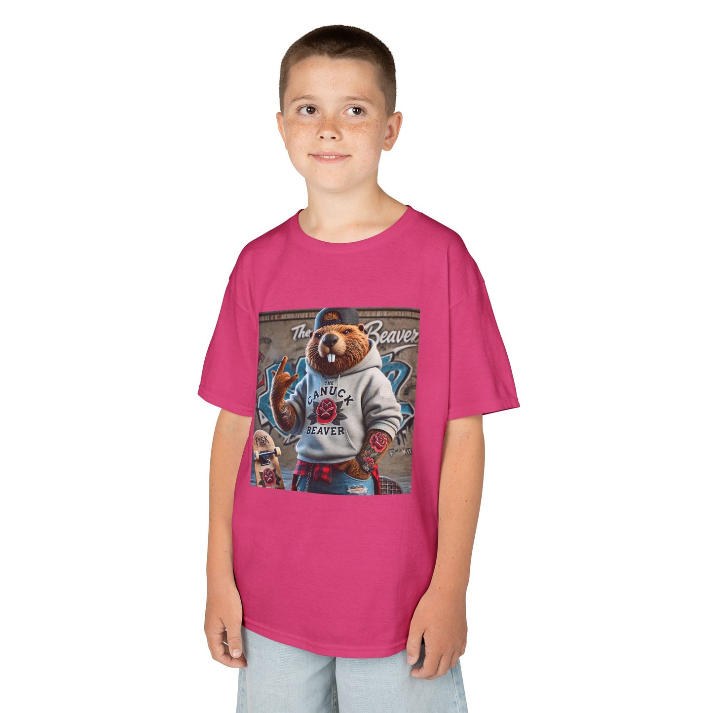 Kids Tee - Punk Beaver Skateboard Graffiti Wall Design