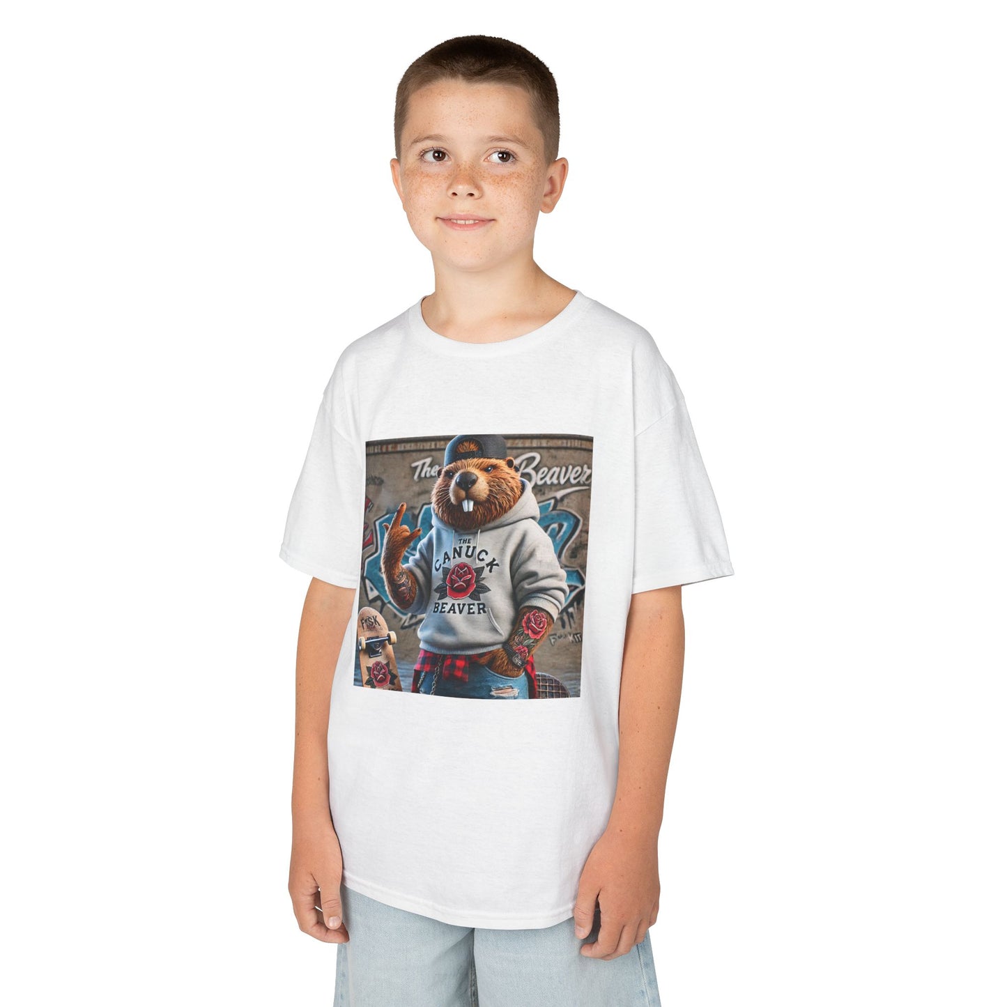 Kids Tee - Punk Beaver Skateboard Graffiti Wall Design