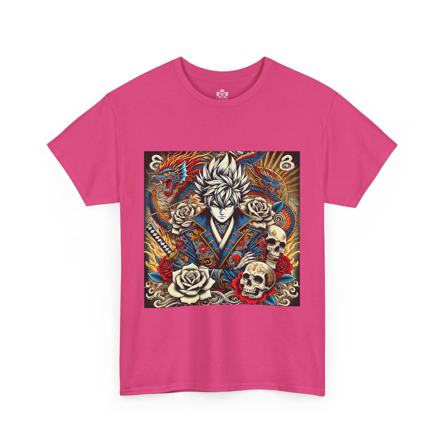 Anime Pirate Unisex Tee with Skulls and Roses Design