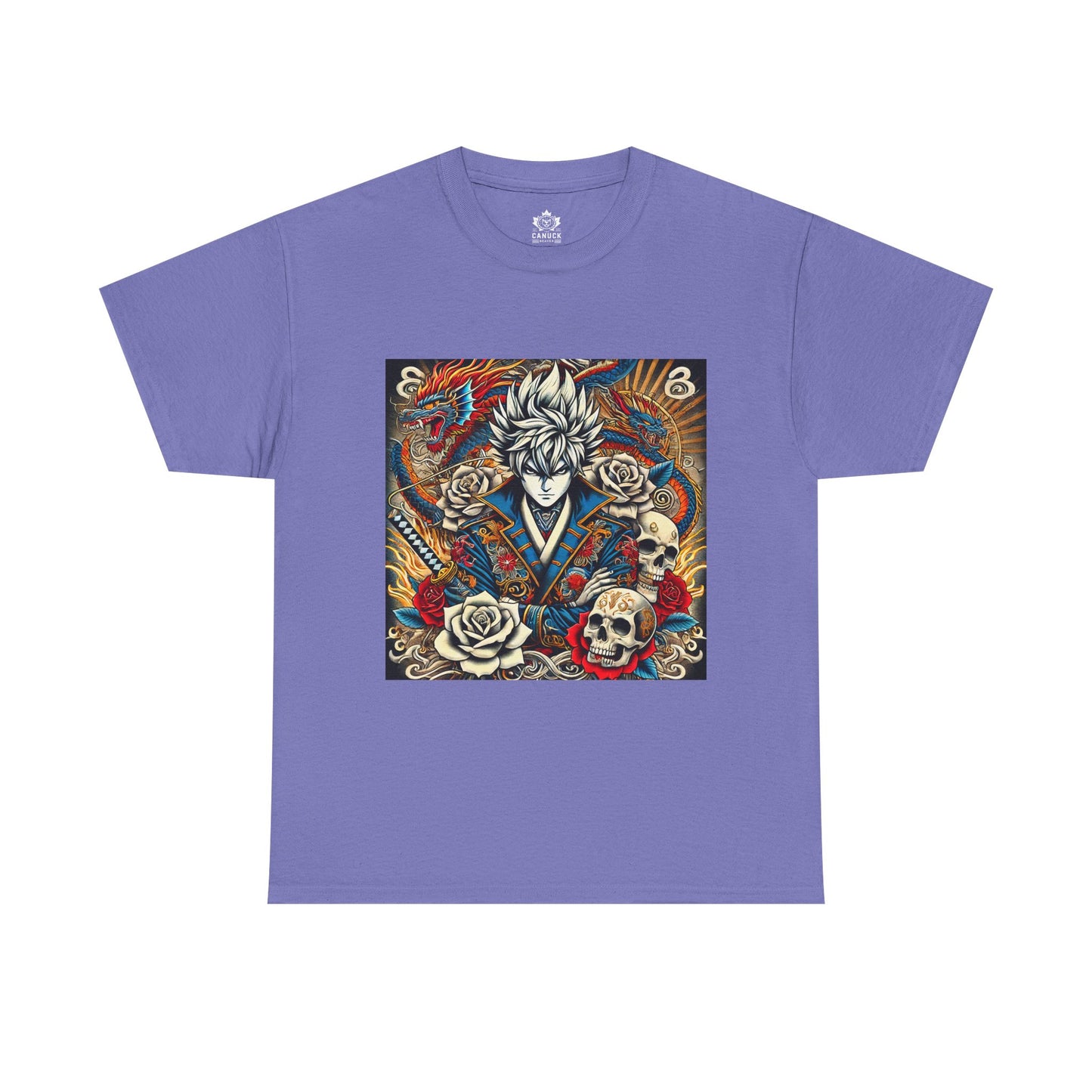 Anime Pirate Unisex Tee with Skulls and Roses Design