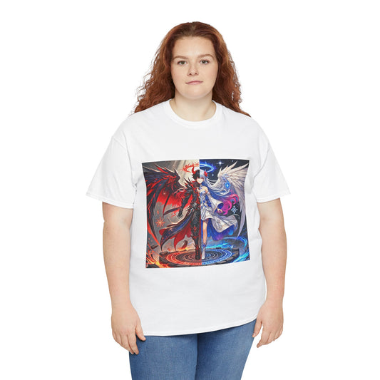 Anime Style Unisex Tee - Half Angel Half Demon Design