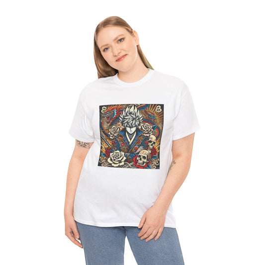 Anime Pirate Unisex Tee – Roses & Dragon Skull Graphic Shirt